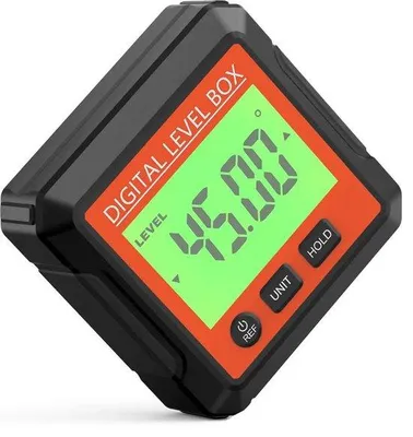 Produktbild von Dreifach magnetischer Neigungsmesser mit digitaler Wasserwaage und Gradbohrmaschine mit LCD-Anzeige, 4 x 90° Neigungsmesser und 4 austauschbaren Einheiten.