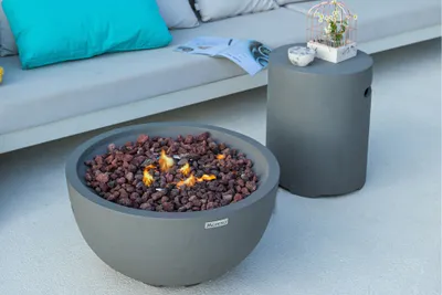 Produktbild von Nantucket Feuerstelle SET | Rund | Hellgrau | Betonoptik | Outdoor geeignet | Robust | 67.5 x 67.5 x 35 cm