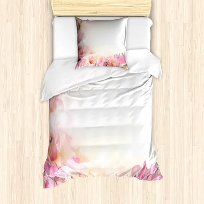 Produktbild von ABAKUHAUS Pink und Weiß Mantele, Dreamy Orchid, Milbensicher Allergiker geeignet mit Kissenbezügen, 135 cm x 200 cm - 80 x 80 cm, Pfirsich-Rosa-Grün