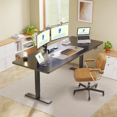 Produktbild von FLEXISPOT QB2 Höhenverstellbarer Schreibtisch Elektrisch 200x80cm, 2 STARKE MOTOREN, 120 kg Tragkraft, Antikollisionsschutz 4 Memory-Funktion(Schwarz)