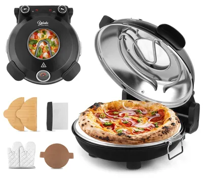 Pizzaofen, 1200 W, 32 cm Steinplatte, 420 °C, 5 Stufen