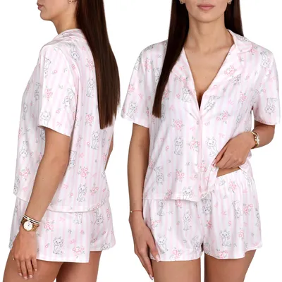 Produktbild von Aristocats Marie Damenpyjama mit Knöpfen, zweiteiliger Sommerpyjama mit kurzen Ärmeln M