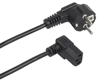 Zdjęcie produktu dla Kabel zasilający kątowy 3 pinowy uziemiony 1 5M do komputera