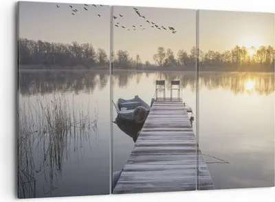 Produktbild von Bild auf Leinwand - Leinwandbild - 3 Teile - Brücke Westen die Sonne - 105x70cm - Wand Bild - Wanddeko - Wandbilder - Leinwanddruck - Bilder - Wanddekoration - Leinwand bilder - CE105x70-4197
