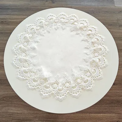 Productafbeelding van Ronde tafelkleed met kantrand, 60 x 60 cm, wit