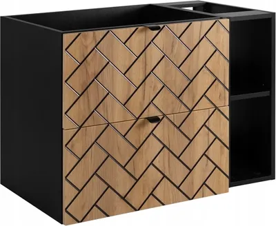 Produktbild von RODAN | Waschbeckunterschrank 80 cm - Braun Matt - Badezimmerschränke - Badmöbel - Waschbecken Unterschränke - Ohne Platte - Schwarze Bücherregal