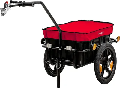 Image de Remorque pour vélos - Transport de charges lourdes - Attelage universel - 68 litres - Rouge