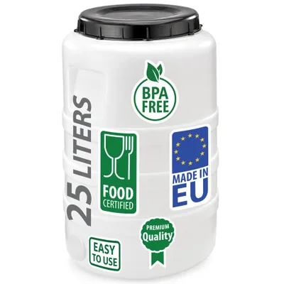 Produktbild von Weithalsfass Fasssilage Gepäcktonne Gärfass Gärbehälter Futtertonne 25 Liter mit Deckel weiß