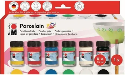 Produktbild von Marabu 1105000000087, Schwarz, Enzian, Grün, Weiß, Gelb, Glasfarbe, Flüssigkeit, 90 ml, 6 Stück(e)