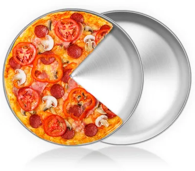 Immagine prodotto di Set di 2 teglie rotonde per pizza, diametro 30 cm, in acciaio inossidabile, adatte all'uso in forno
