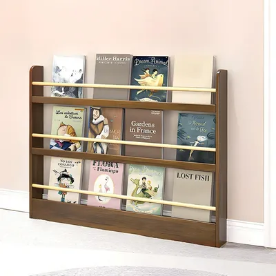Produktbild von Kinder Bücherregal Wandregal Holzfarbe Walnuss 120x10x89cm