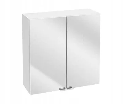 Image de Domodomo armoire suspendue de salle de bain avec miroir 60 x 60 x 23 cm blanc, armoire de rangement, armoire à pharmacie, armoire de bain avec 2 portes..