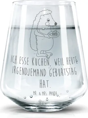 Produktbild von Mr. & Mrs. Panda Glas Igel Kuchenstück - Transparent - Geschenk, Trinkglas, Trinkgefäß, Torte, Wasserbecher, Kuchen, Backen, Lustige Sprüche, Tumbler, Wasserglas