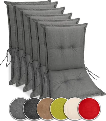Produktbild von sunnypillow 6 Stück Gartenstuhlauflagen Niedriglehner 100 x 50 x 9 cm  Auflage Polsterauflagen UV-Lichtecht Stuhlauflage Stuhlkissen  Grau