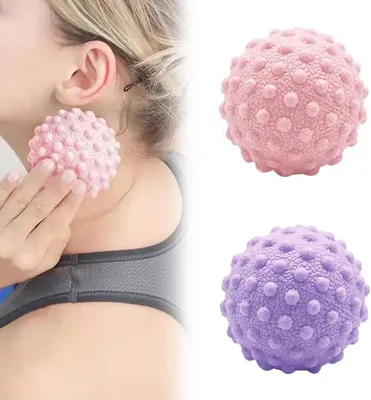 Productafbeelding van Set van 2 massageballen met stekels. Geschikt voor voetmassage, fasciaball, "egel"-bal, massagebal voor plantaire fasciitis