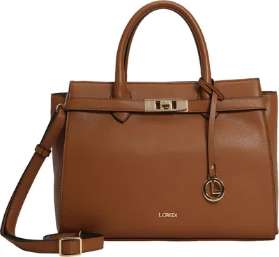 Image de L.CREDI sac à main sac à épaule bandoulière Konstanze Handle Bag Cognac marron clair
