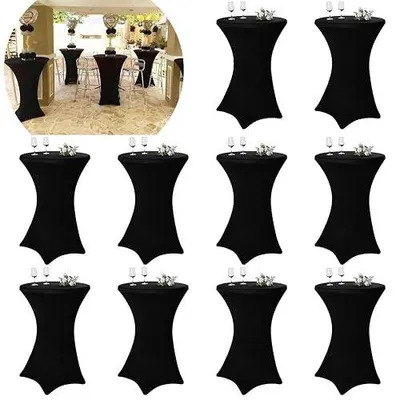 Zdjęcie produktu dla Obrus koktajlowy stretch spandeks do stołu 80 85 cm czarny 4 szt
