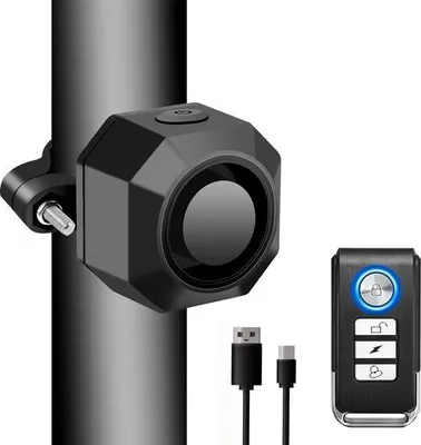 Produktbild von Sicherheitsfahrradsystem - Fahrrad- und Scooter-Sicherheit - Fahrradsicherheitsalarm mit Fernbedienung - wasserdichtes Fahrradschloss - Einbruchschutz - 110dB - USB-ladbar