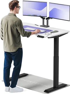 Image de Desktronic HomeOne Bureau électrique réglable en hauteur 120x60cm noir/blanc avec fonction mémoire, technologie anti-collision, ports de charge USB-A et USB-C