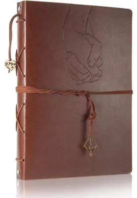 Productafbeelding van Notitieboek DIN A5, vintage design, kunstleer, navulbaar, blanco kraftpapier, 200 pagina's, met PVC-hoes
