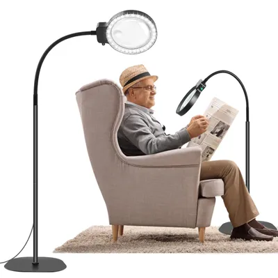 Produktbild von 2-in-1 Lupe mit Licht und Stativ, Flexible Lupenlampe für Handwerk und Lesen