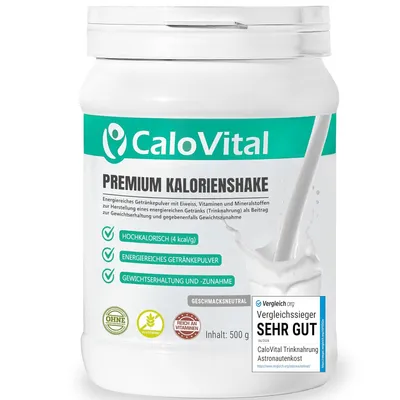Produktbild von Trinknahrung hochkalorisch für Gewichtszunahme | Kohlenhydrate & Eiweiß als Kalorien Shake | Hochdosiert mit vielen Vitaminen Neutral 500g Pulver