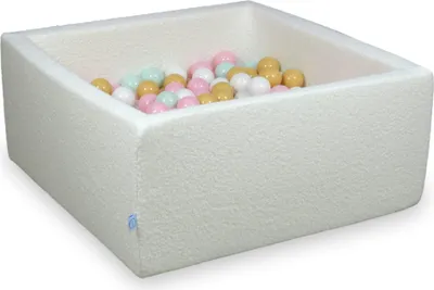 Zdjęcie produktu dla Dry Pool 90x90x40 Boucle White 400 kulek: biały, jasny miętowy, jasny różowy, beżowy