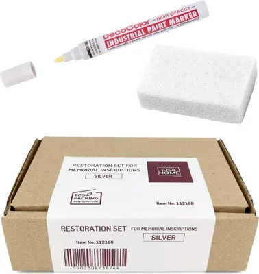 Produktbild von LEVIATAN Set zur Restaurierung von Inschriften auf Grabsteinen Ölmarker silber