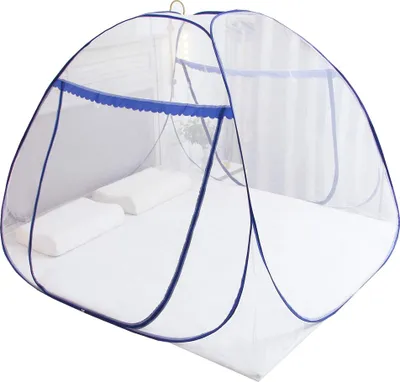 Obrázek produktu pro Pop-up moskytiéra na dvoulůžko, velký přenosný stan, cestovní dvoudveřová síť na zip, snadná instalace, jemná síťovina, do ložnice, na kempování v přírodě, bez háčků