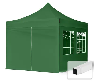 Immagine prodotto di TOOLPORT 3x3m gazebo pieghevole con laterali (finestre), ECONOMY acciaio, verde scuro