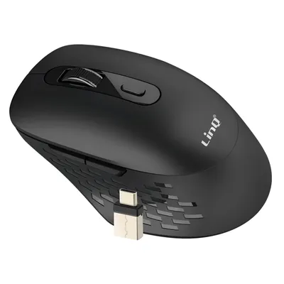 Immagine prodotto di LinQ, mouse wireless WiFi e Bluetooth 2.4G con USB-C e dongle USB, nero