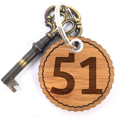 Produktbild von Mr. & Mrs. Panda Schlüsselanhänger 51 - Geschenk, Hotel, Holz, Zeichen, Zahlen, anhänger, Buchstaben, schlüssel, Alphabet, Zimmer, Taschenanhänger