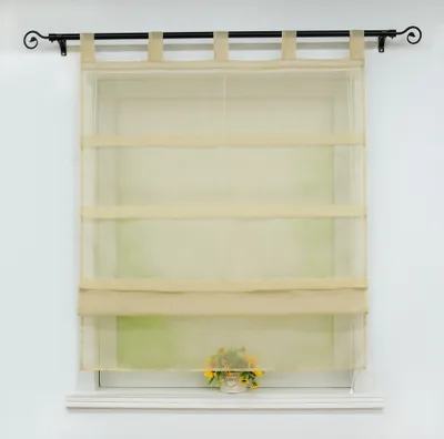 Produktbild von Joyswahl Raffrollo mit Schlaufen Voile Gardinen Raffgardinen Modern Schlaufenrollo Uni Transparent Sand BxH 140x140cm