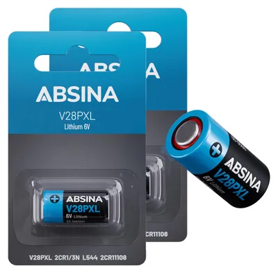 Produktbild von ABSINA 28L 2CR11108 6V Lithium Batterie - V28PXL A544 - 2er Pack Batterie 28L 6V auslaufsicher & mit langer Haltbarkeit