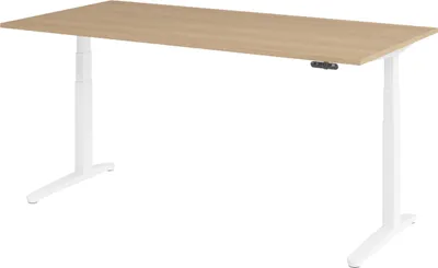 Produktbild von bümö Schreibtisch elektrisch XBHM - Größe:  200 x 100 cm, Gestell: Weiß, Nachbildung: Eiche