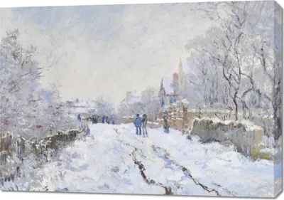 Image de Image 100 x 70 cm Neige à Argenteuil, Monet Vintage pour le salon