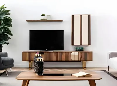 Produktbild von tv Lowboard rtv Schrank Tisch Wohnzimmer Holz Modern Wohnwand Möbel 5tlg