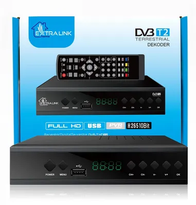 Produktbild von Extralink Home Tuner DVB-T2 terrestrischer TV-Decoder H.265 HEVC FULL HD USB HDMI + Fernbedienung