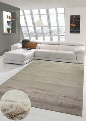 Zdjęcie produktu dla Dywan ze sztucznego futra dywan z wysokim włosiem ze sztucznego futra królika uni beżowy rozmiar - 120 cm okrągły
