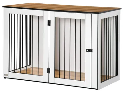 Image de Cage pour chien - Grande cage intérieure pour chien - 106 x 60 x 76 cm - Acier et MDF - Blanche