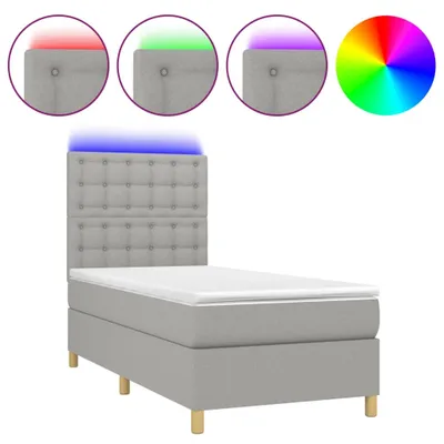 Produktbild von vidaXL Boxspringbett mit Matratze & LED Hellgrau 80x200 cm Stoff