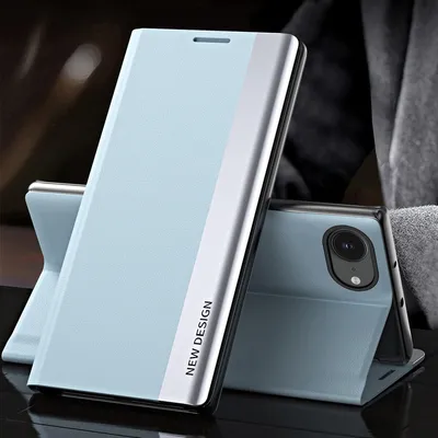Image de Étui pour iPhone 16e/iPhone 17e : étui magnétique en cuirPolyuréthaneavec fonction support, bleu