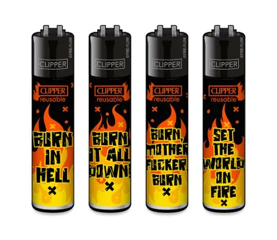 Zdjęcie produktu dla Zestaw 4 zapalniczek Clipper FFX Fire Slogan