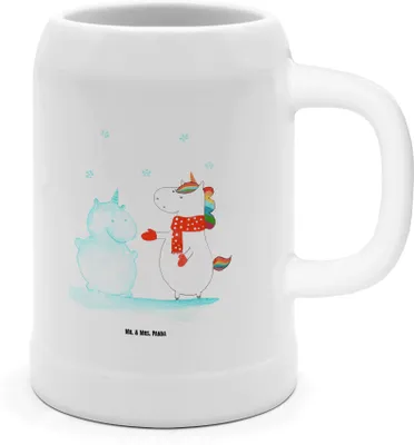 Produktbild von Mr. & Mrs. Panda Humpen Einhorn Schneemann - Weiß - Geschenk, Bier Seidel, Schnee, Krug, Kuchen, Weihnachten, Deko, Keramikkrug, Handschuhe, Steinkrug, Winter