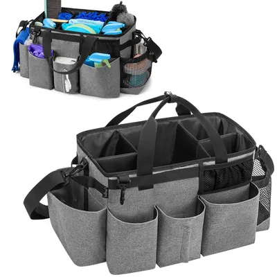 Schoonmaaktas mit 4 faltbaren Trennwänden, 39,4 x 22,4 x 25,4 cm, Grau