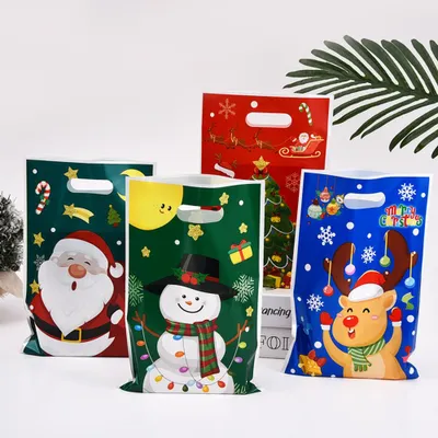 Produktbild von PRECORN Geschenktüten Weihnachten 50 Stück Nikolaustüten Adventskalender Tüten 25×16cm mit Santa, Schneemann & Rentier – Weihnachtstüten zum Befüllen
