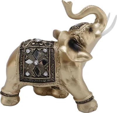 Produktbild von 15 x 14 cm Elefanten-Ornament aus Kunstharz mit lebendigen Details Elefantenskulptur für Wohnzimmer, Weinschrank und Wohnkultur