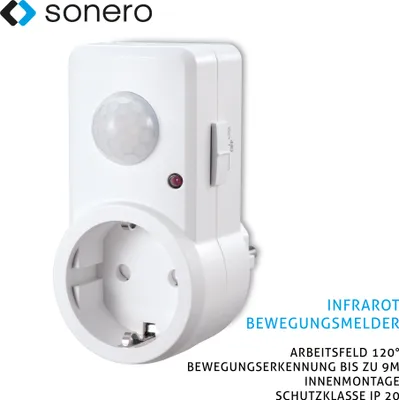 Immagine prodotto di Rilevatore di movimento a infrarossi Sonero da inserire nella presa di corrente