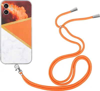 Produktbild von König Design Hülle kompatibel mit Apple iPhone 12 Kunststoff Handykette Cover - Case Handyhülle Orange