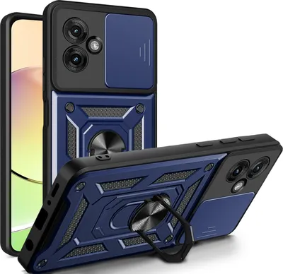 Produktbild von Outdoor Panzer Hülle für Motorola Moto G55 Handyhülle mit Kameraschutz Ringhalter in Blau